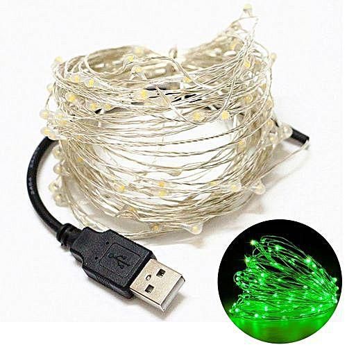 Youoklight USB 11m Waterproof Green Light Silver Wire DIY String Light - Green