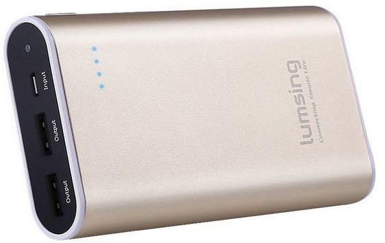 Lumsing Portable Charger 10050mAh Premium External Power Bank for SmartPhones Tablets - Gold