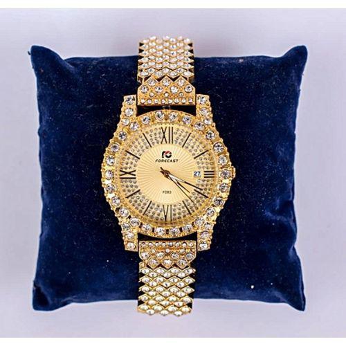 Forecast Ladies Sprayed Iced Stone Bracelet Watch-Gold