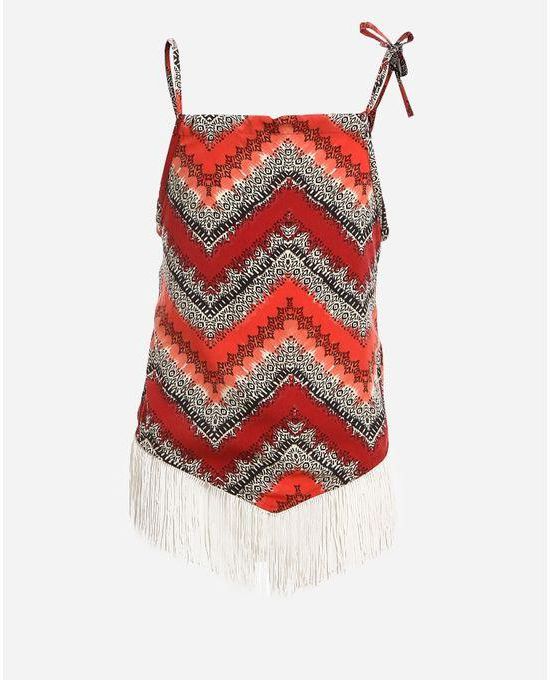 Fairytales Teens Fringed Blouse - Red, White & Black