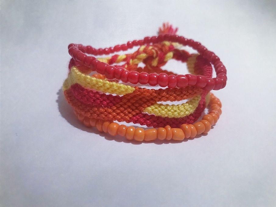 Chu Handmade 3 Bracelets - Red - Orange