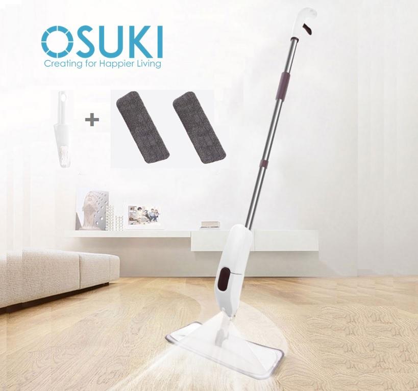 Spray Floor Mop by Osuki - 2 Mop Pad (White)
