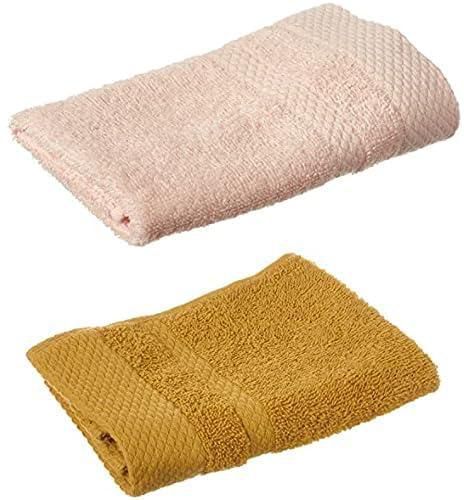 Rosa Home Honeycomb Cotton Hand Towel, 33 X 33 cm - Rose + Rosa Home Honeycomb Cotton Hand Towel, 33 X 33 cm - Gold