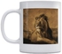 Lion Printed Ceramic Mug White/Brown 350ml