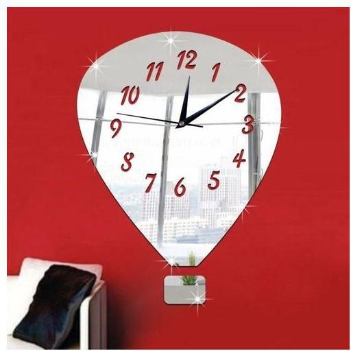 Generic Balloon Mirror Silver Wall Clock Modern Design Home Decor Watch Wall Sticker