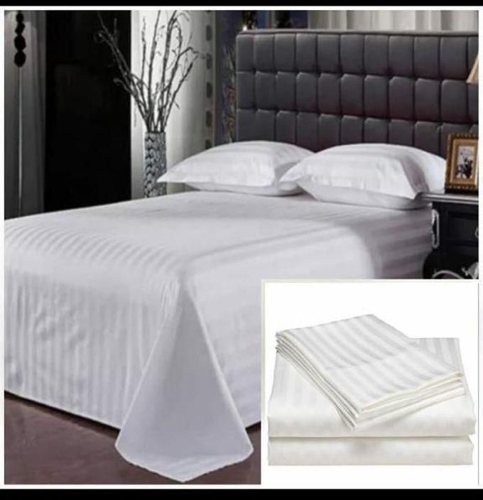 Super king size white striped bedsheets