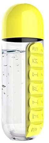 Asobu Plastic In Style Water Bottle With Pill Organizer, Yellow