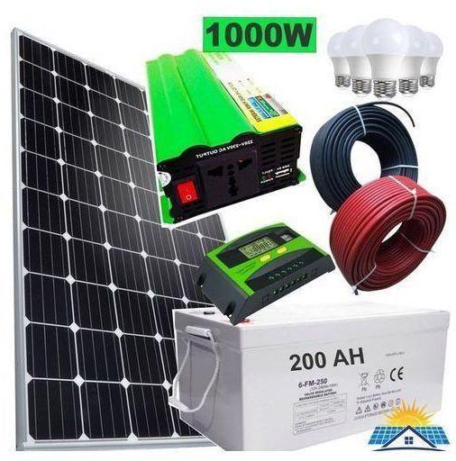 Solarmax 200AH Solar Battery + Generic 500Watts Solar Panel Full Kit + 30AH Solar Charge Controller + 1000W Inverter + 5 DC Bulbs + 10M Cable