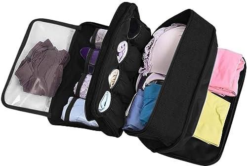 Delopik Travel Multi-function Underwear Organize Storage Bag, Bra/Socks/Cosmetic Accessories Toiletry Accessory Bag for Men Women (Black)