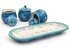 4-Piece Floral Lace Mini Ramekins With Lid And Tray blue