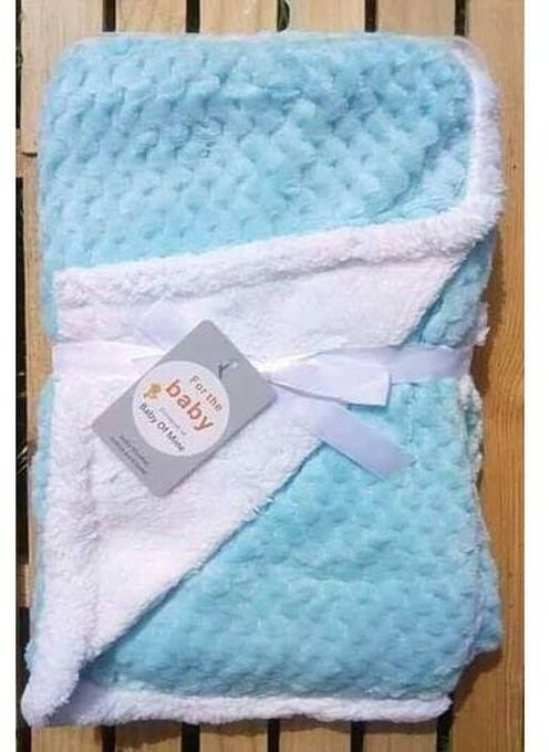 Fluffy Fleece Soft Large Baby Shawl Blanket- Blue