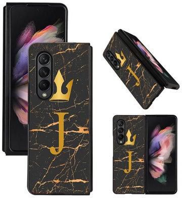 Hard Back Cover Case J Letter Marble for Samsung Galaxy Z Fold 3 5G
