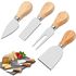 GWL Cheese Knife Set, 4 Piece Cheese Knife Set,Wood Handle Butter Spreader, Stainless Steel, Hard & Soft Cheese Slicer, Serving Fork, Cheese Spreader Parmesan Knife Kitchen Tools