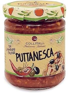 COLLITALI | Italian Tomato Sauce " Puttanesca " | With Black and Green Olives | With Italian Tomato | 180g
