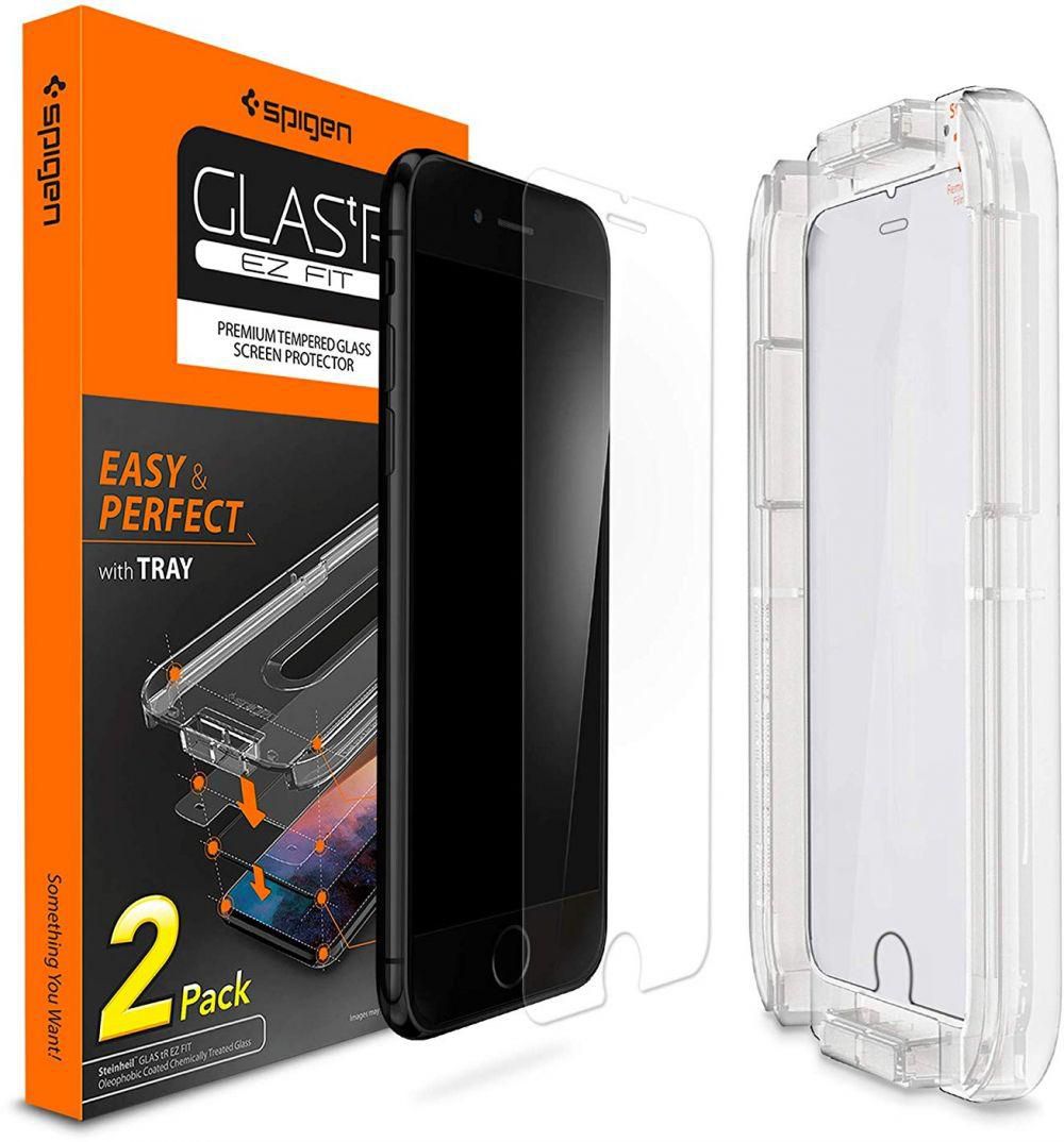 Spigen iPhone 8 GLAStR EZ FIT 2 Pack Tempered Glass Screen Protector with easy install tray - World strongest