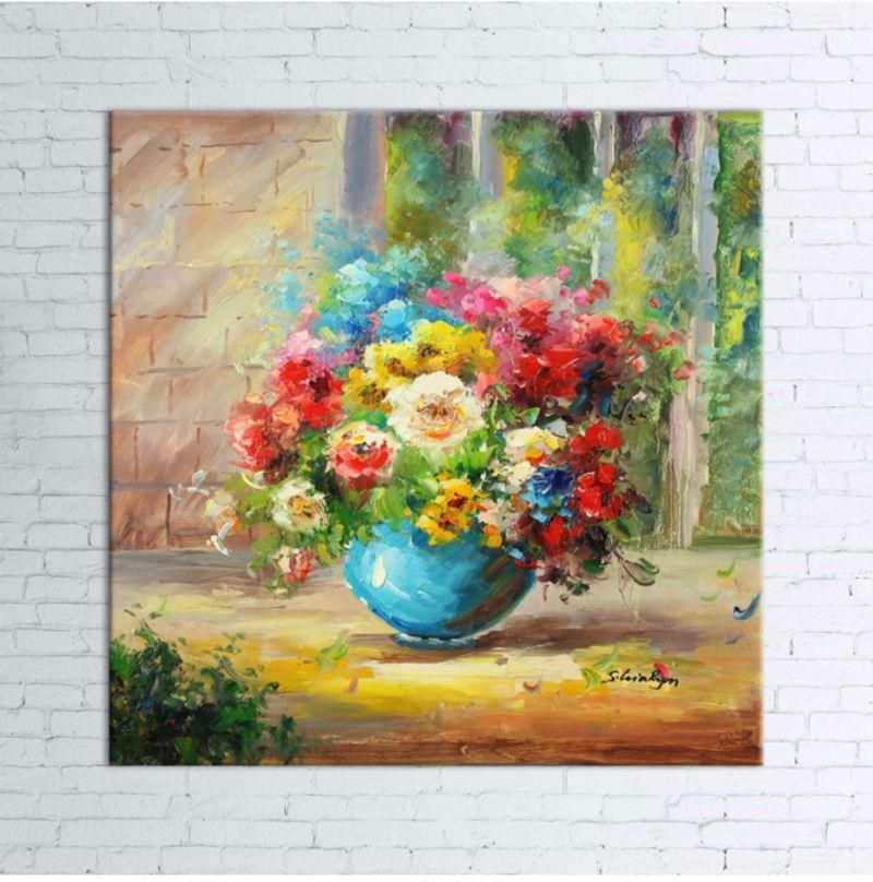 Decorative Wall Painting With Frame Blue/Red/Yellow 40x40 centimeter