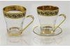 Tea Deborah Glassware In Versace Gold Black Set of 2 Cups and Saucers