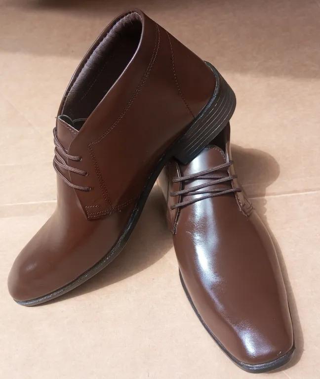 Classic official Pure Genuine brown leather shoes for men