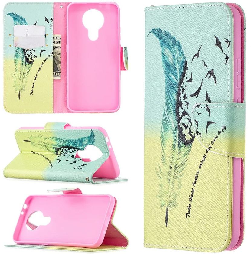 Nokia 3.4 (2020) Case, Flip PU Leather Wallet Phone Cover for Nokia 3.4 2020 - Free feather