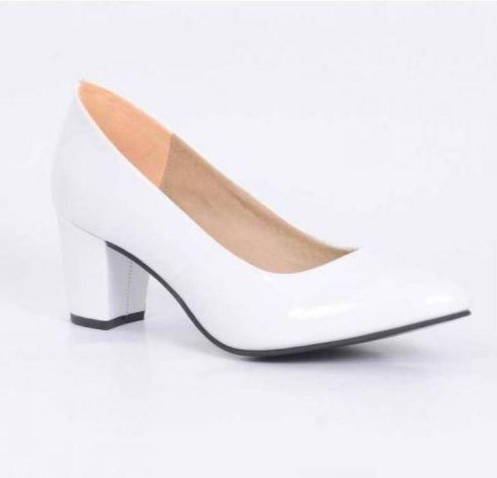 Heeled Shoes- shiny leather - White-c.1