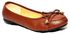 Lolo Fashion Ladies Pu Leather Flat Shoe With Bow Tie - Dark Brown
