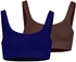 Silvy Set of 2 Sport Bras for Women - Blue / Brown, 2 X-Large
