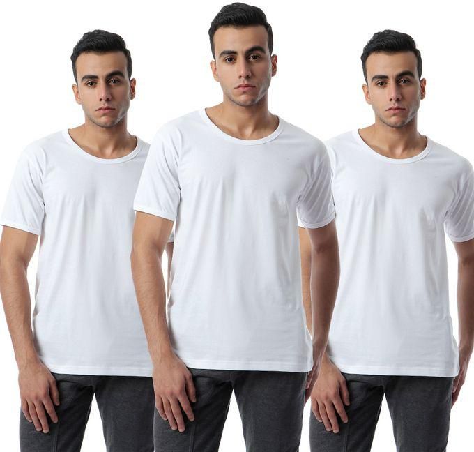Kady Bundle Of Three Short Sleeves Solid Cotton Undershirt - White