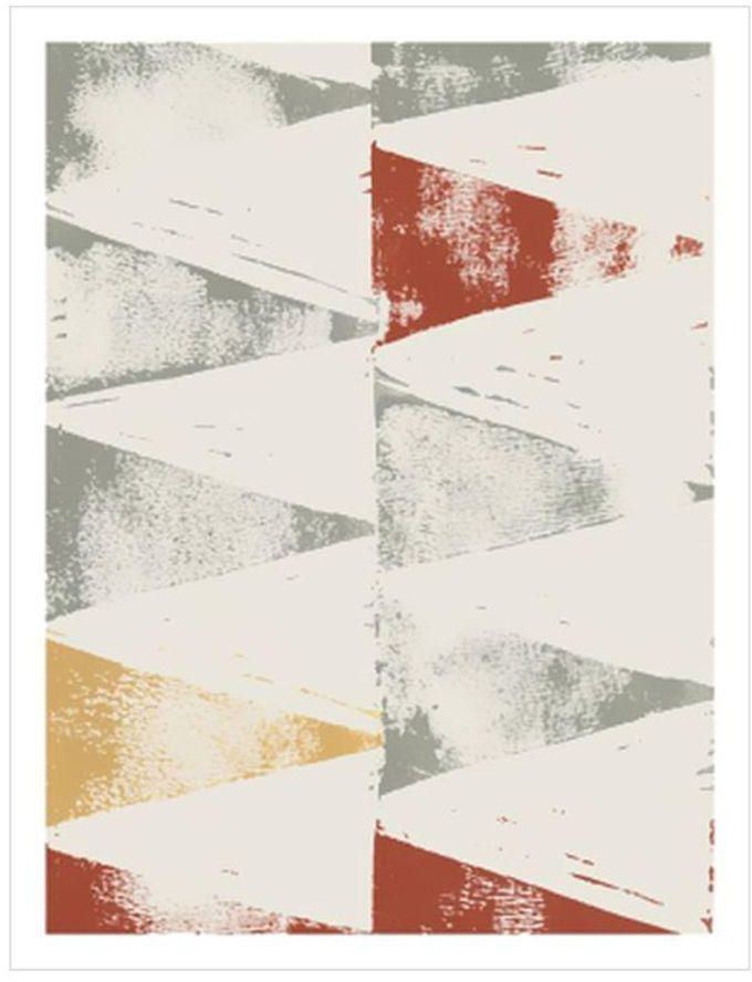 Fall Triad II Wall Poster Grey/Red/Yellow 80x90x3.5 centimeter