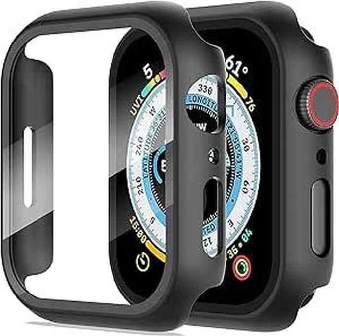 Hard Case Compatible with iWatch 38mm Series 1/2/3 with Tempered Glass Screen Protector, Ultra Thin Rugged Protective Cover for iWatch 38mm (Black)
