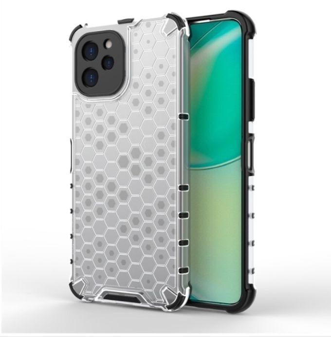 For Huawei Nova Y61 4G , Shockproof Honeycomb Pattern Phone Case Cover - Transparent