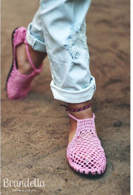 Generic Castina Handmade Crochet Flat Sandals - Pink