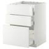 METOD / MAXIMERA Base cab f hob/3 fronts/3 drawers, white/Voxtorp matt white, 60x60 cm - IKEA