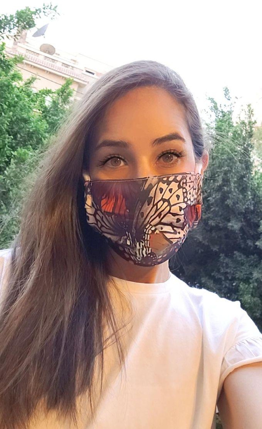 aZeeZ Butterflies Wing Women Face Mask - 3 Layers + 5 SMS Filter