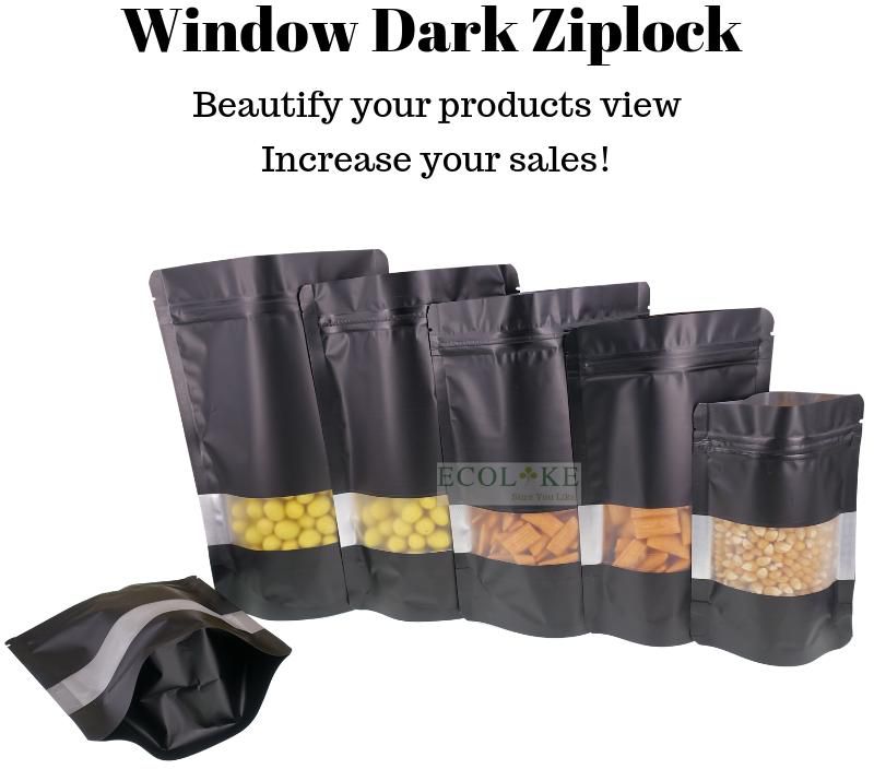 Ecolike Ziplock Window View Food Grade Packaging -Pieces (Black)