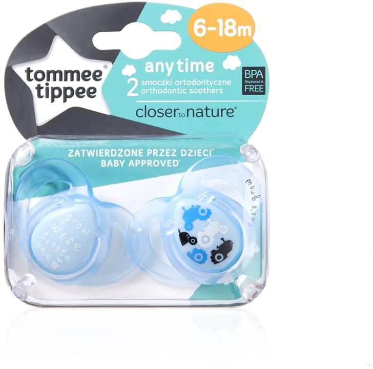 Tommee Tippee Closer to Nature Any Time Soothers 6-18 months (2 Pack) - Blue