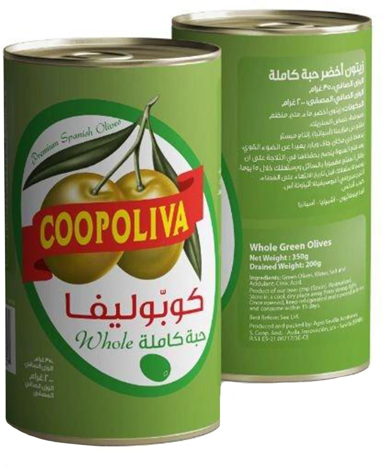 Coopoliva whole green olives 350 g