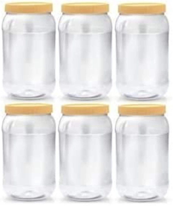ALSAQER 6-Pieces (2000 ml) Plastic Spice Storage Pet Jar -Sunpet Round Clear Jars with lid-Plastic Transperent Pet Bottles