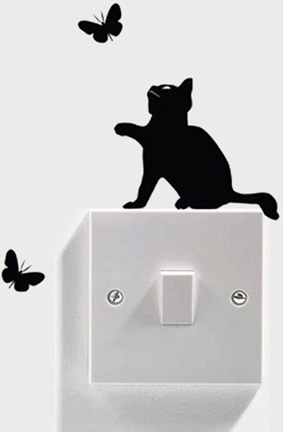 Spoil Your Wall Cat Wall Sticker Black 10x10cm