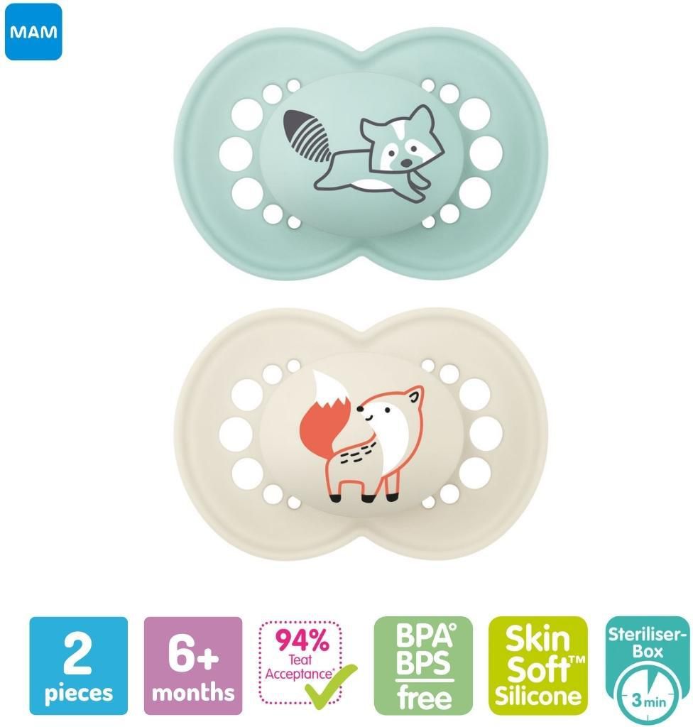 MAM Baby Pacifier Original 6+ Months 2Pack (3 Options)
