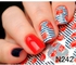 Magenta Nails 1 Sheet Black StripeBackground RedFlowers N.A.Stickers N242