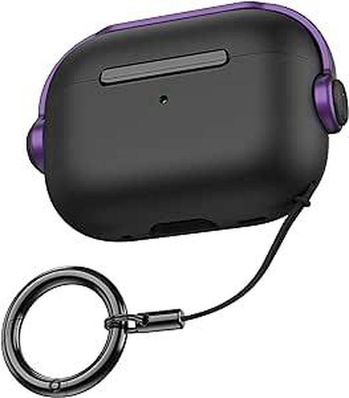 Protective Case for Airpods Pro 2 Mobile (with Locking Cover) (Front LED Visible) (Black "Mauve)