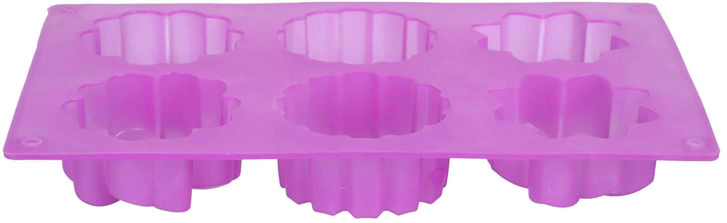 Get El Cheef Silicone Cake Mold, 6 Eyes, 28×17 cm - Purple with best offers | Raneen.com