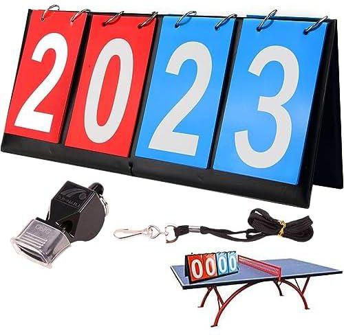 4-Digital Portable Desktop Scoreboard With Whistle, Suitable for Simple Scoring of Basketball, Football, Tennis, Baseball, Football, and Table Tennis