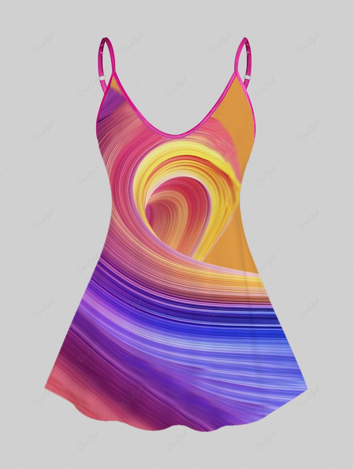 Plus Size Psychedelic Swirl Printed Tank Top - Xl