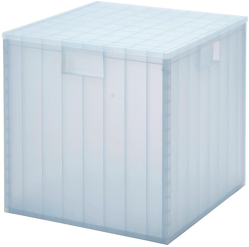 PANSARTAX Storage box with lid - transparent grey-blue 33x33x33 cm