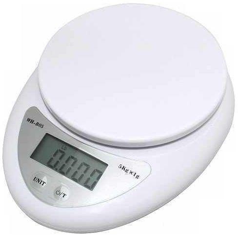 Digital Kitchen Electronic Food Diet Postal Scale Weight Balance 5Kg x 1gm White