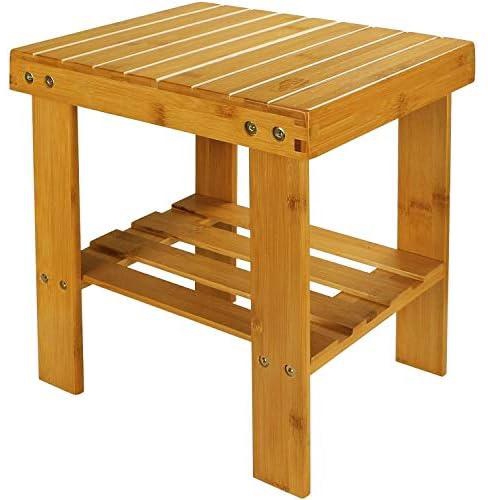 STARVAST Small Bamboo Step Stool Shoe Bench Multi-Functional Wooden Stool Seat Kids Foot Stool Ideal for Entryway Foyer Hallway Garden - Large Size