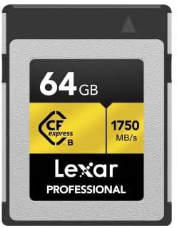 Lexar Professional 64GB CFexpress Type B Memory Card, Up To 1750MB/s Read, Raw 4K Video Recording, Supports PCIe 3.0 and NVMe (LCFX10-64GCRBNA)