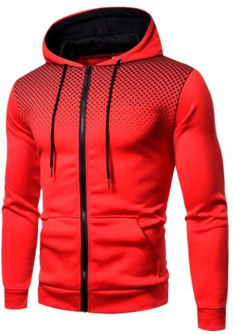 Men's Trendy Zipper Lightweight Windbreaker Varsity Jackets Casual Coat - Red