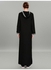 Kaftan Hooded Patchwork Split Maxi Dress Black